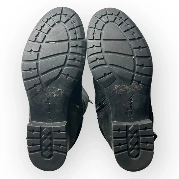 Clarks Plaza Steer Tall Boots in Black Suede Sz 6 - Picture 9 of 9